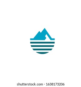 mountain river logo design simple modern