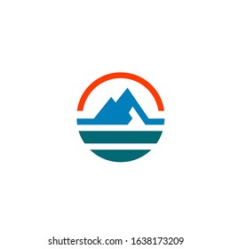 mountain river logo design simple modern