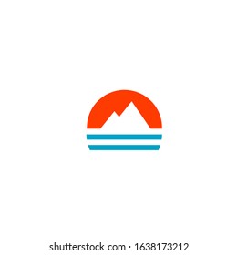 mountain river logo design simple modern