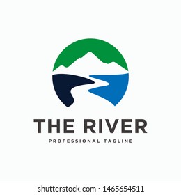 Mountain river logo design template - vector