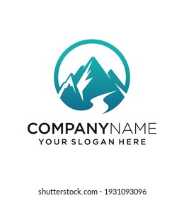 Mountain River Logo Design Template