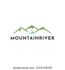 Mountain river logo design template