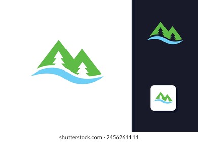 Plantilla de Vector de diseño de logotipo de Mountain River