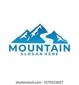 Mountain with River logo design vector. Mountain business logo design vector template.