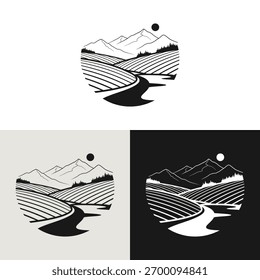 Mountain River Logo Symbol Illustration Design