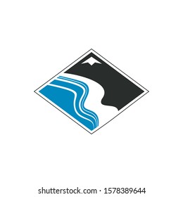 mountain river logo icon vector design symbol