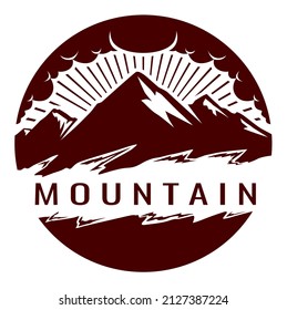 mountain and river logo vector conceptualized for product brand and community