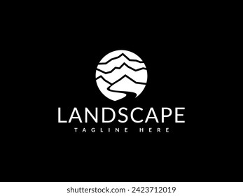 mountain river logo vector illustration. valley  logo template