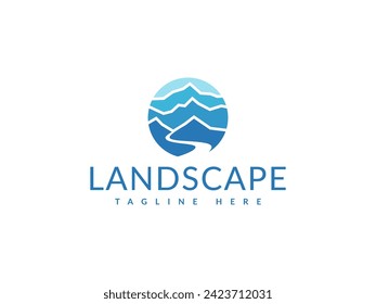 ilustración vectorial del logotipo del río de montaña. plantilla de logotipo de valle