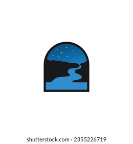 Ilustración del logotipo del río de montaña