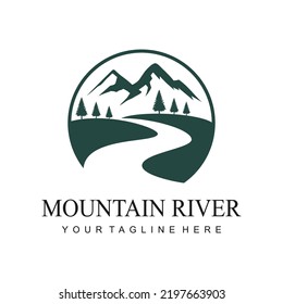 mountain river logo vector template