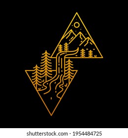 ilustración vectorial del río de montaña