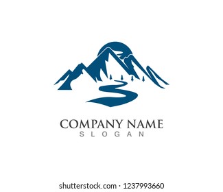 Mountain River Nature Landscape Logo Vector
