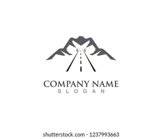 Mountain river nature landscape logo vector
