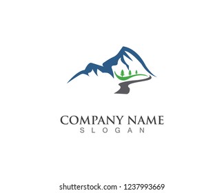 Mountain river nature landscape logo vector
