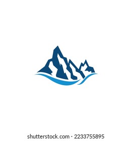 mountain river nature landscape logo