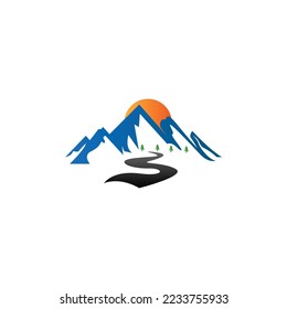mountain river nature landscape logo