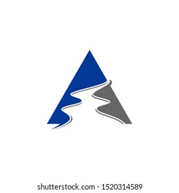 mountain river road logo vector