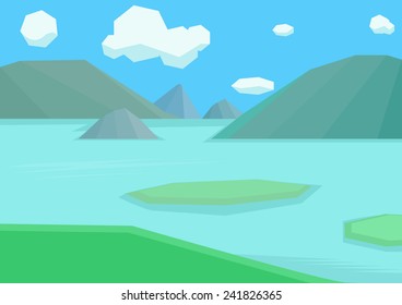mountain and river scene