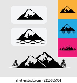 Mountain, River Side Mountain, Sea Side Maintain Icon. Hill Icon Vector