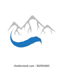 Mountain and river, vector logo illustration