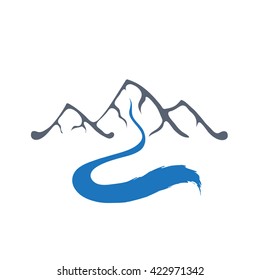 Mountain River, Vector Logo Illustration.