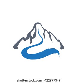 Mountain river, vector logo illustration.