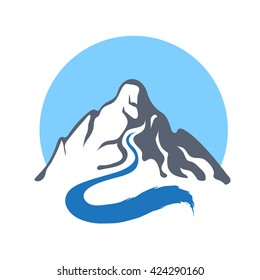 Mountain river, vector logo illustration.