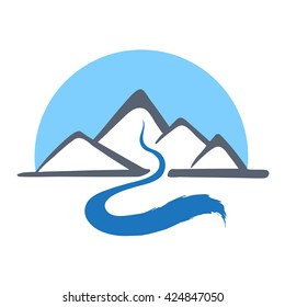 Mountain river, vector logo illustration.