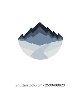 Montanha rio ver logotipo estrada primavera água paisagem vetor