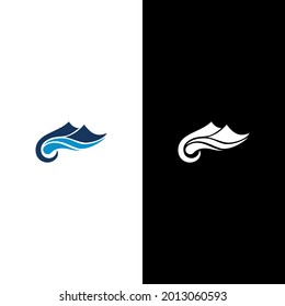 mountain river wave logo design