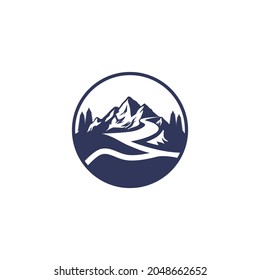 mountain road adventure classic logo design