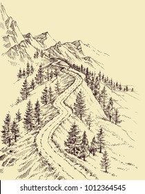 Mountain road, alpine landscape