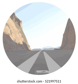 Mountain road in the desert, vector illustration.