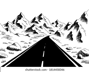 Sketch Road Mountains Outdoor Landscape Hand Stock Vector (Royalty Free ...