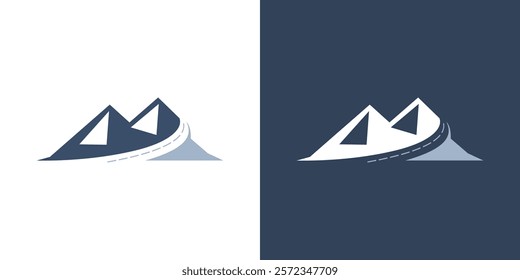 Mountain road icon logo vector flat silhouette design isolated