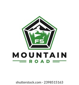 mountain road illustration logo design