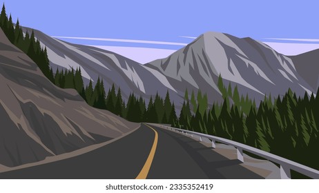 Mountain road landscape with forest