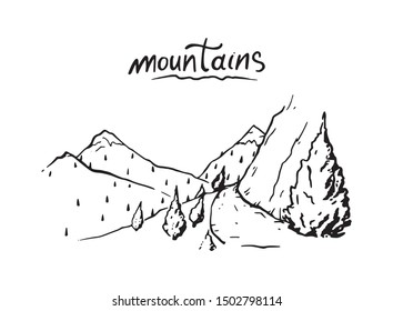 Mountain Road Landscape View Outline Illustration Stock Vector (Royalty ...