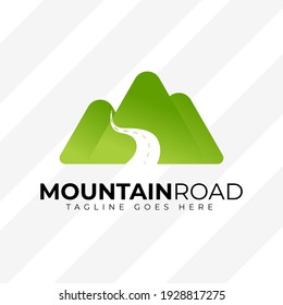 Mountain road logo design, adenture travel logo vector template