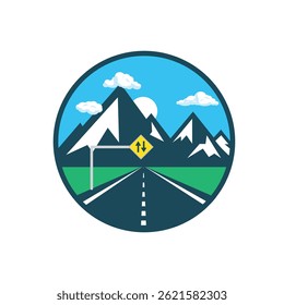 Mountain Road logo and tshirt design vector