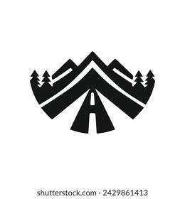 mountain road logo vector illustration template design