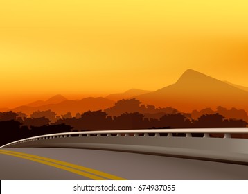 Mountain Road in the morning landscape graphic vector