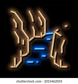 mountain road neon light sign vector. Glowing bright icon mountain road sign. transparent symbol illustration