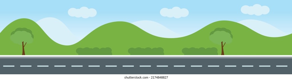 mountain and road on village with tree vector