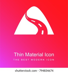 Mountain road red and pink gradient material white icon minimal design