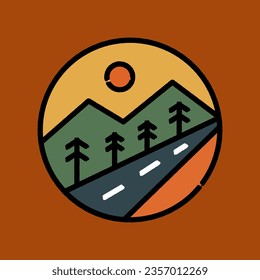 The mountain and road t shirt vector illustration etc