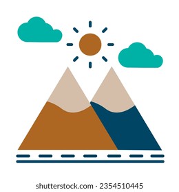 mountain road of tour and travel flat icon