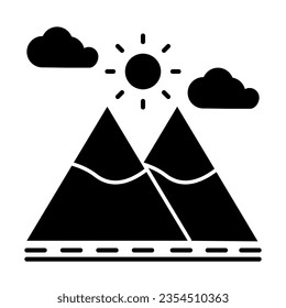 mountain road of tour and travel solid icon