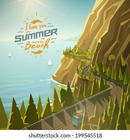 Mountain road vector illustration